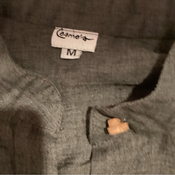 Cosmo’s Women's Sheer Grey Cotton Shirt. Long Button Up, Med - Picture 3 of 5